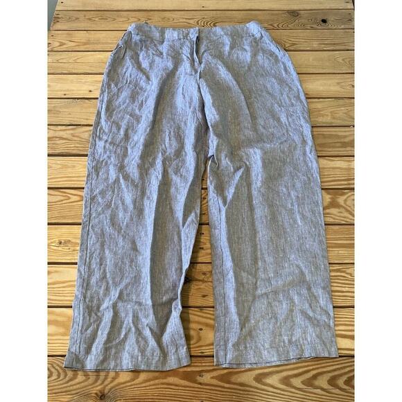 Eileen Fisher Wide Leg Linen Pants Size Large Women’s Grey - Picture 1 of 7